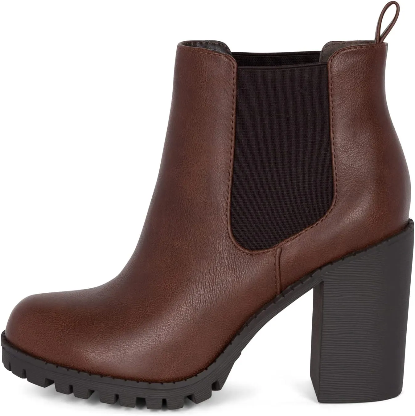 JADE Ankle Boot w/Lug Sole Elastic Gore and Chunky Heel