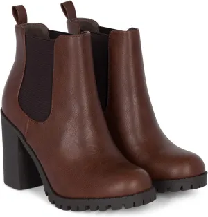 JADE Ankle Boot w/Lug Sole Elastic Gore and Chunky Heel