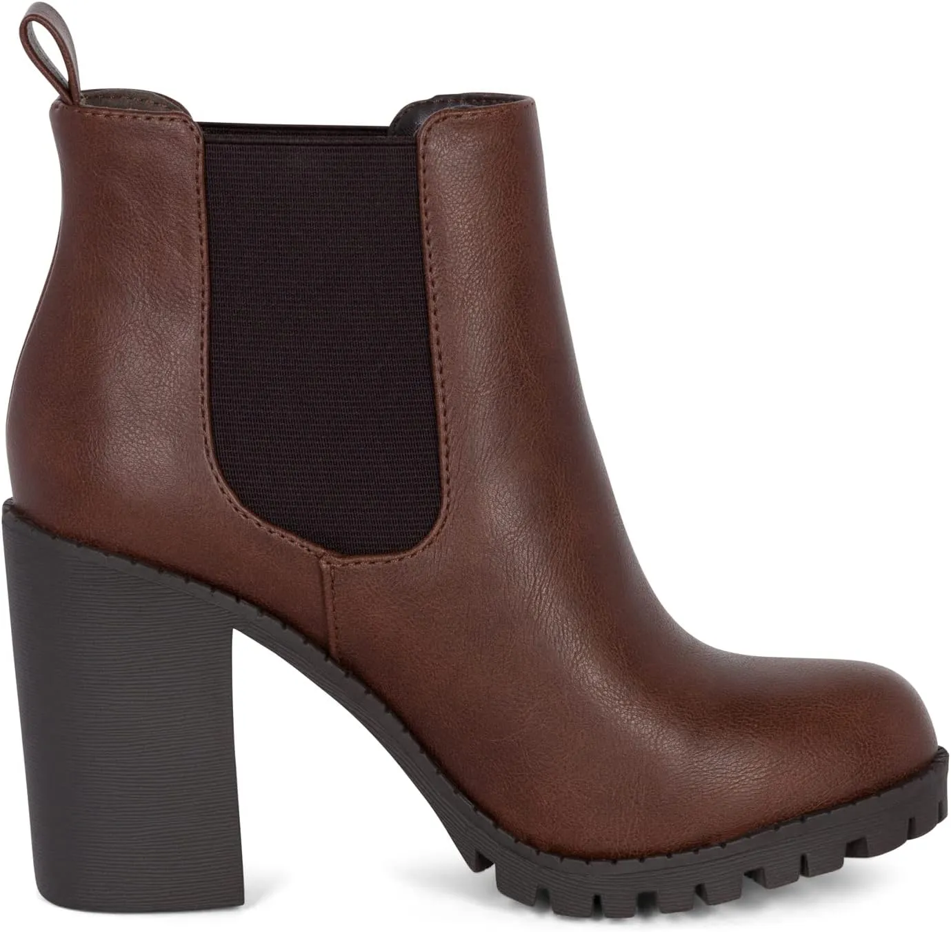 JADE Ankle Boot w/Lug Sole Elastic Gore and Chunky Heel