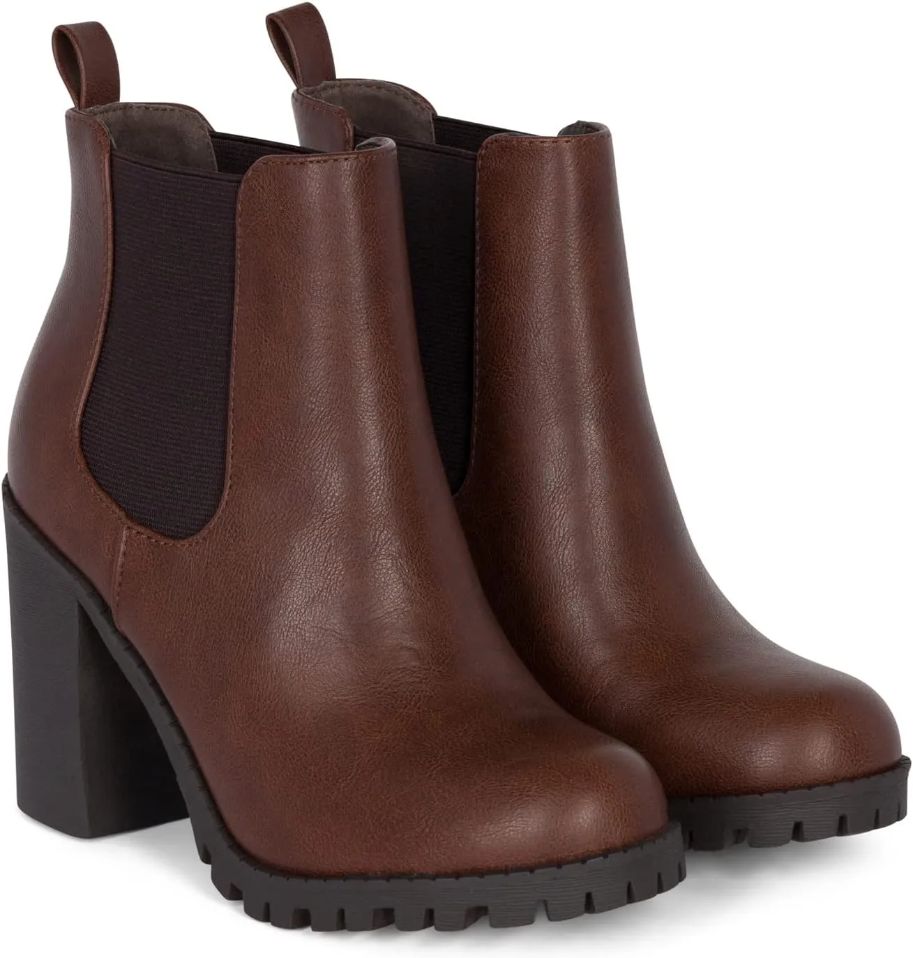 JADE Ankle Boot w/Lug Sole Elastic Gore and Chunky Heel