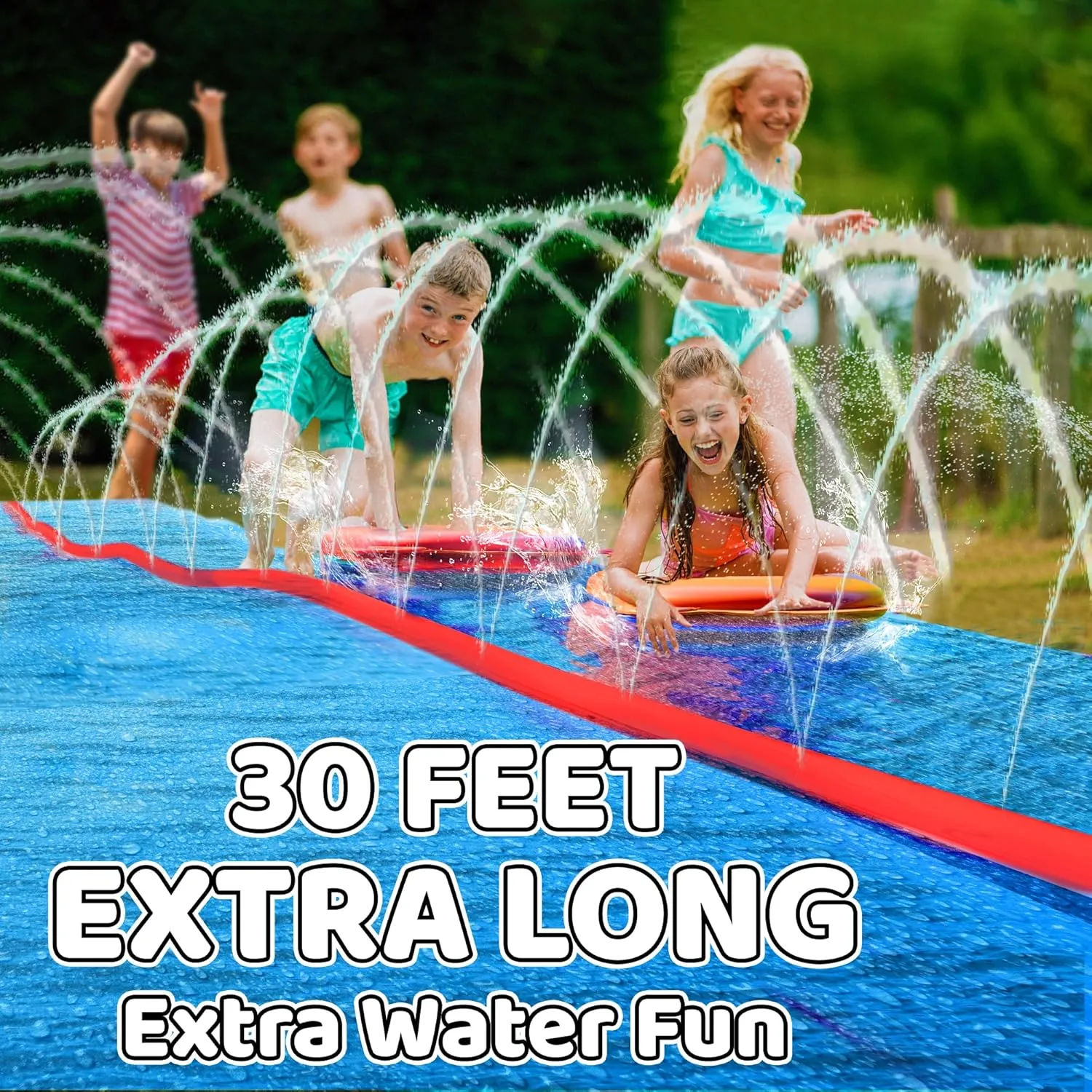 JAMBO 30 x 8 Ft XXL Mega Water Slide and 2 Bodyboard– Extra Long Extra Wide Slip Splash and Slide for Kids, Heavy Duty Backyard Lawn Waterslide, Outdoor Water Toy, Splash Mat Splash Pad