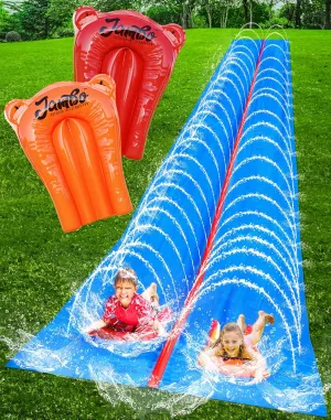 JAMBO 30 x 8 Ft XXL Mega Water Slide and 2 Bodyboard– Extra Long Extra Wide Slip Splash and Slide for Kids, Heavy Duty Backyard Lawn Waterslide, Outdoor Water Toy, Splash Mat Splash Pad