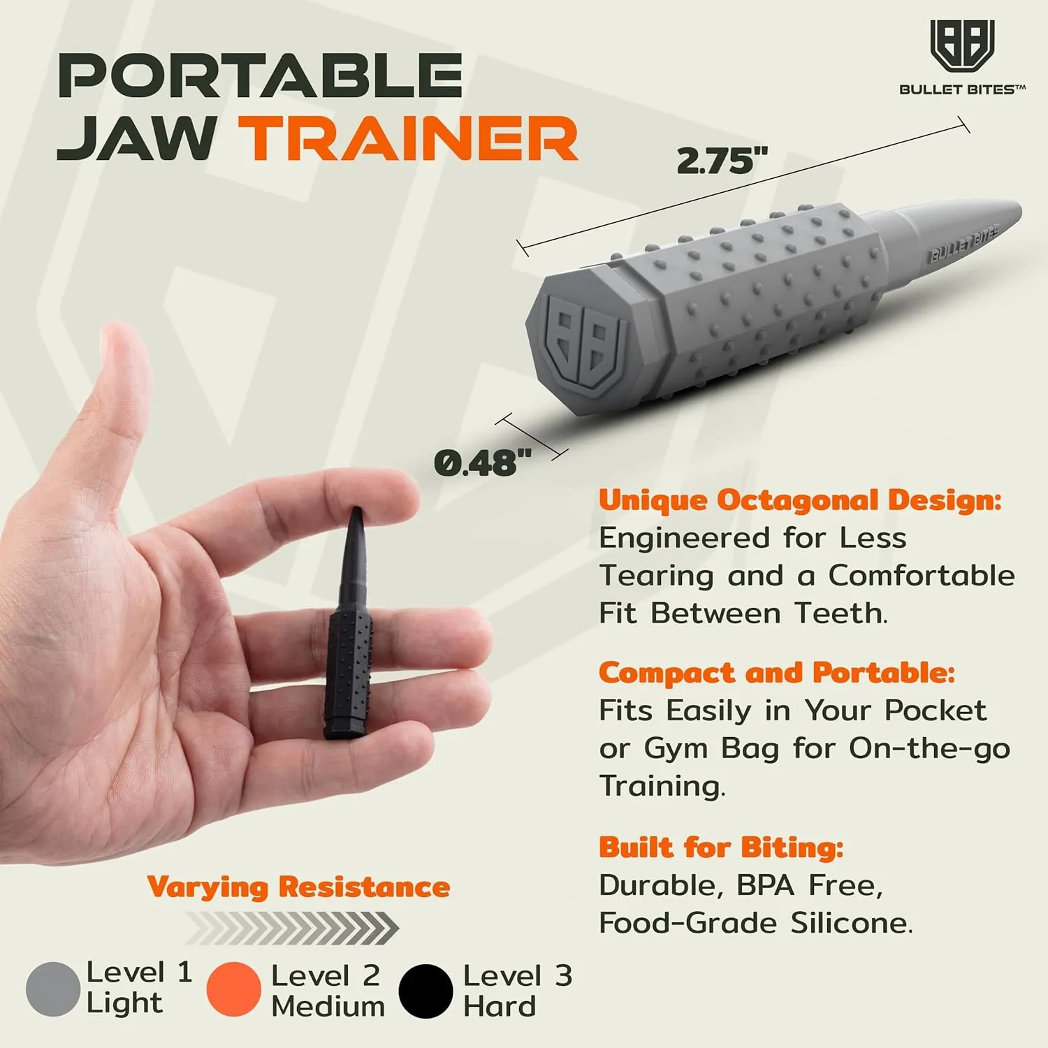 Jaw Exerciser for Men and Women - Jawline Trainer and Facial Toning Tool - Silicone Jaw Toner - Face Neck Shaper - Face Exerciser - 3 Resistance Levels