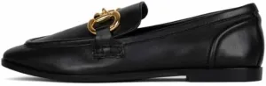 Jeffrey Cambell Velviteen Bit Leather Flat Vamp Loafer Red Leather Gold Buckle
