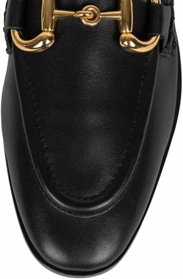 Jeffrey Cambell Velviteen Bit Leather Flat Vamp Loafer Red Leather Gold Buckle