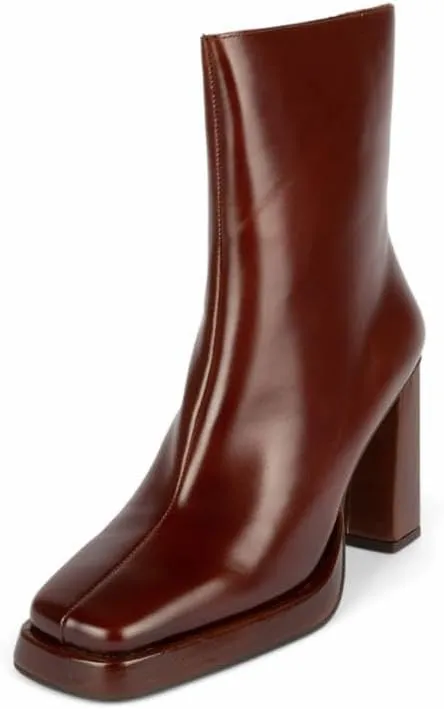 Jeffrey Campbell Maximal-Lo Black Leather Block Heel Side Zipper Ankle Booties