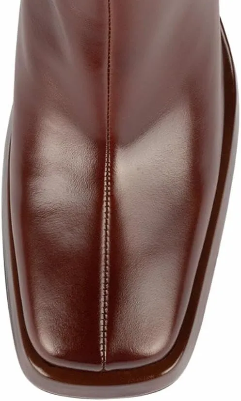 Jeffrey Campbell Maximal-Lo Black Leather Block Heel Side Zipper Ankle Booties