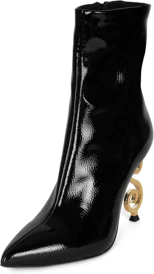 Jeffrey Campbell MOUSAI Boots Black Crinkle Patent
