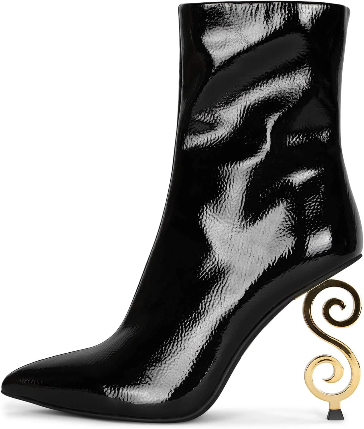 Jeffrey Campbell MOUSAI Boots Black Crinkle Patent