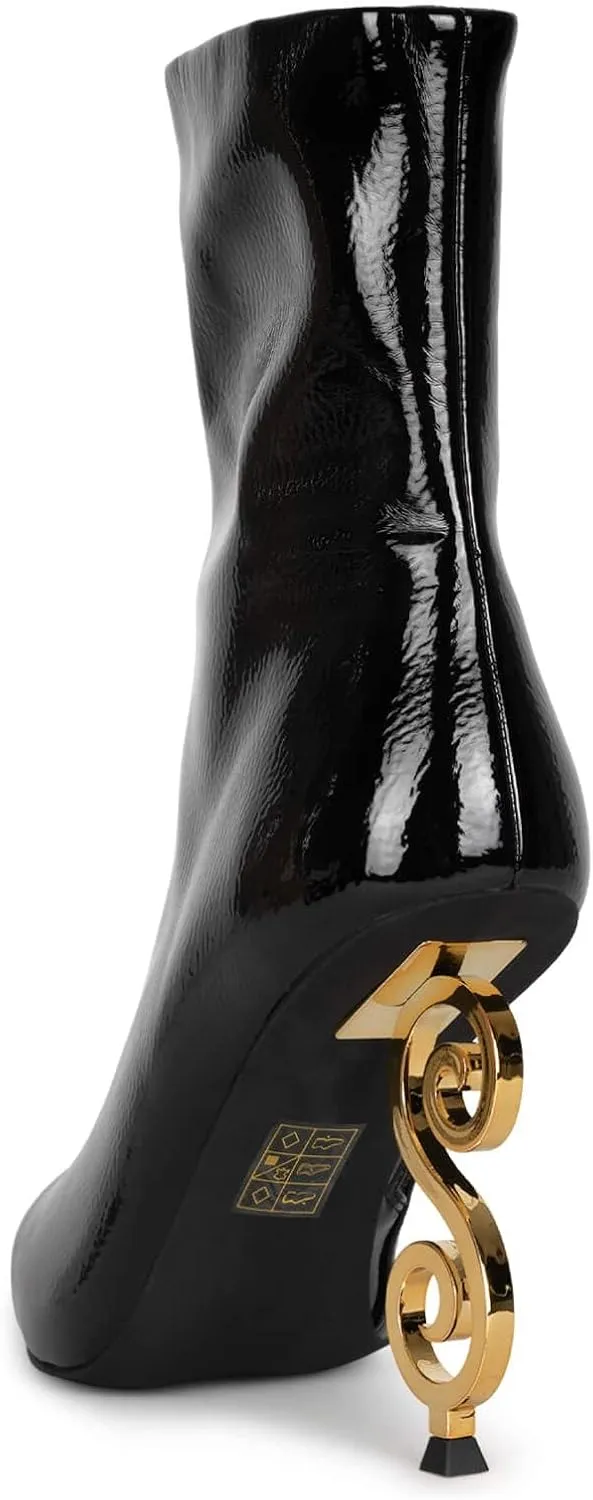 Jeffrey Campbell MOUSAI Boots Black Crinkle Patent
