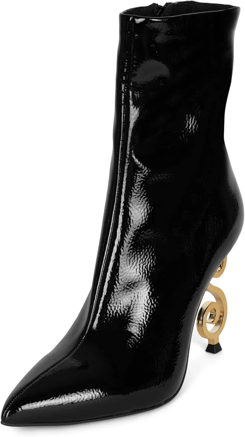 Jeffrey Campbell MOUSAI Boots Black Crinkle Patent