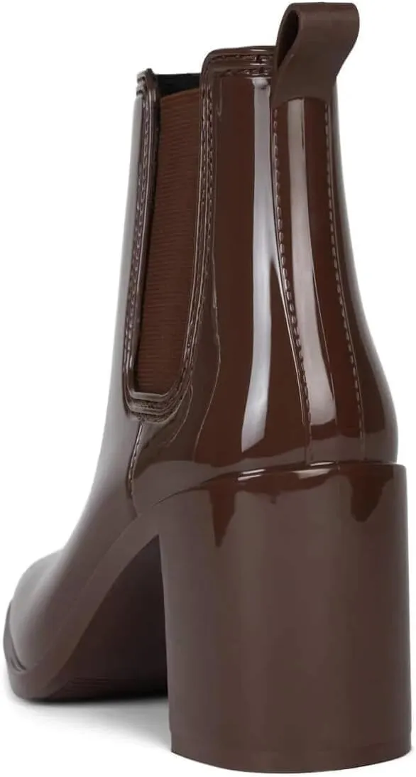 Jeffrey Campbell Women's Hurricane2 Brown Ankle-High Heeled Rain Bootie