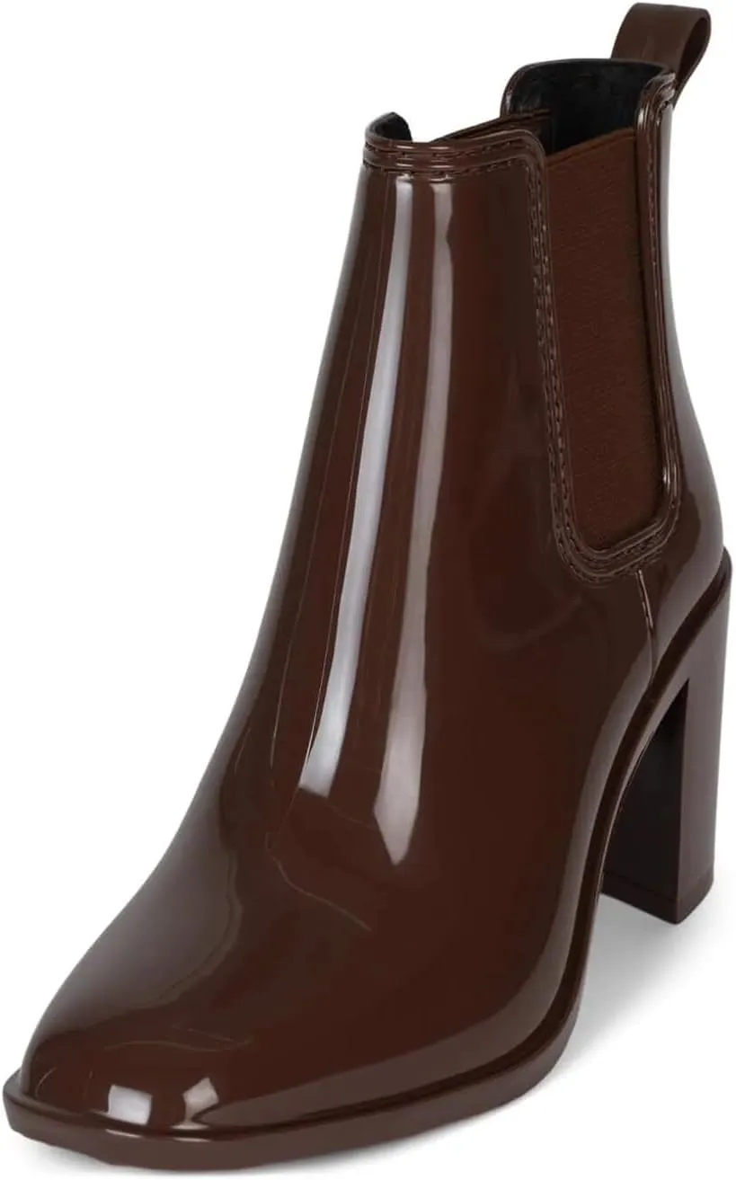 Jeffrey Campbell Women's Hurricane2 Brown Ankle-High Heeled Rain Bootie