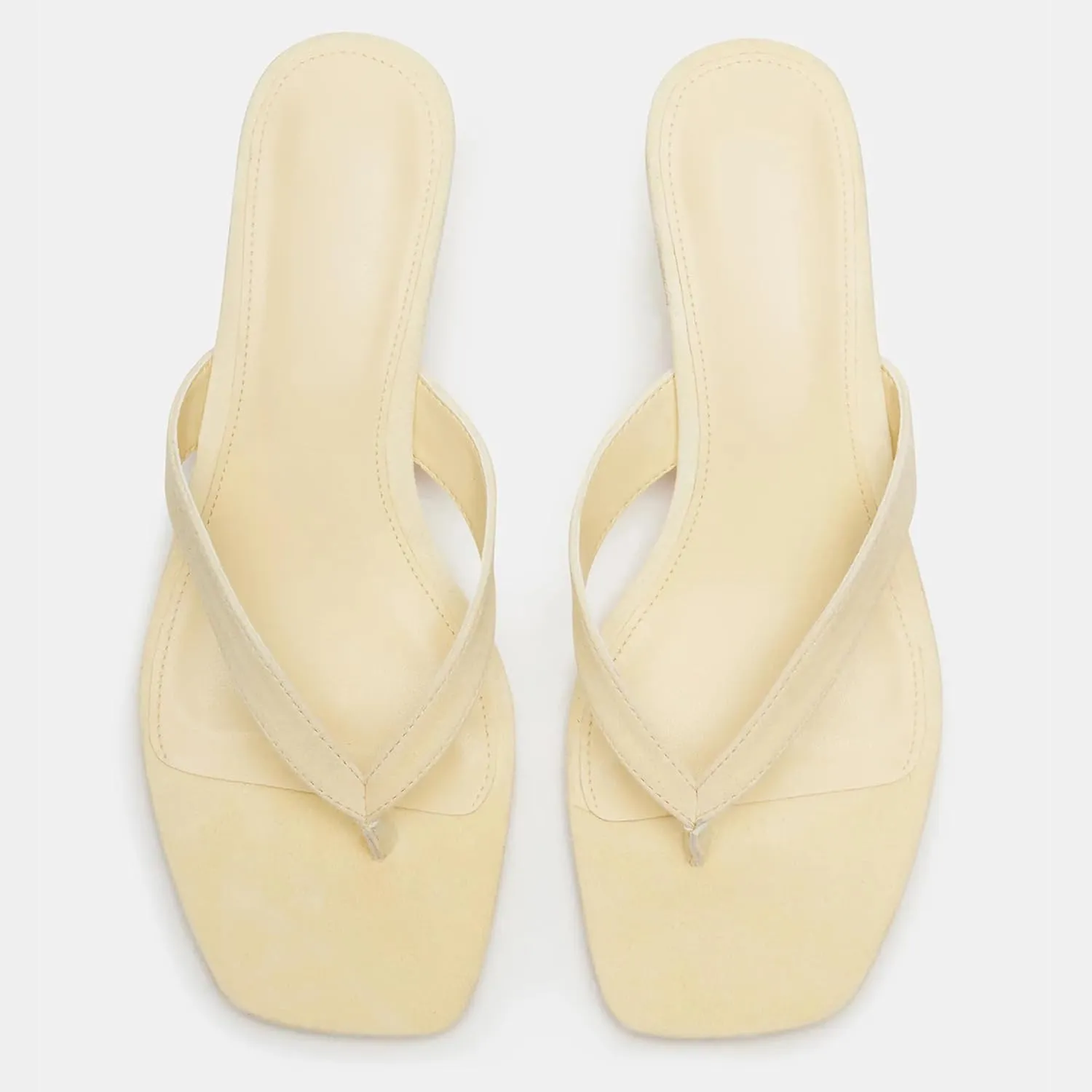 Jelly Flip Flops for Women Square Toe Thong Clear Kitten Heeled Sandals Comfortable Summer Beach Slip On Slippers Slide Shoes