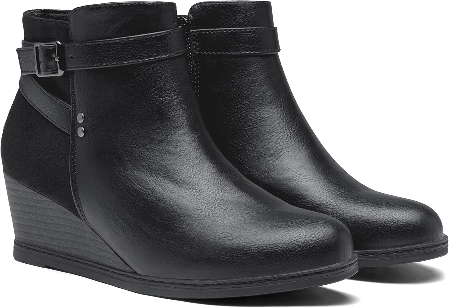 Jeossy Women's 9636 Low Wedge Boots, Comfortable Ankle Wedge Booties with Side Zipper