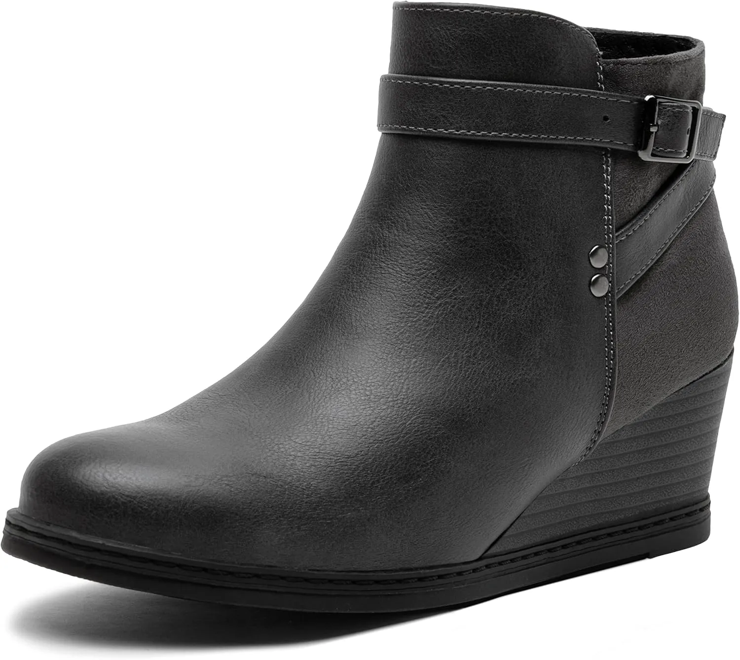Jeossy Women's 9636 Low Wedge Boots, Comfortable Ankle Wedge Booties with Side Zipper