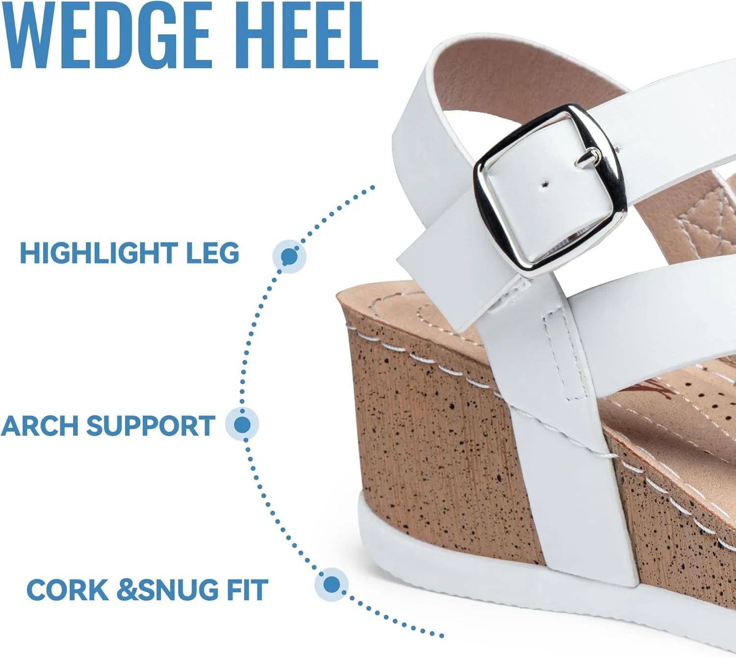 Jeossy Women's Platform Wedge Sandals 835 Comfortable Open Toe Ankle Strap Summer Walking Sandals with Buckle