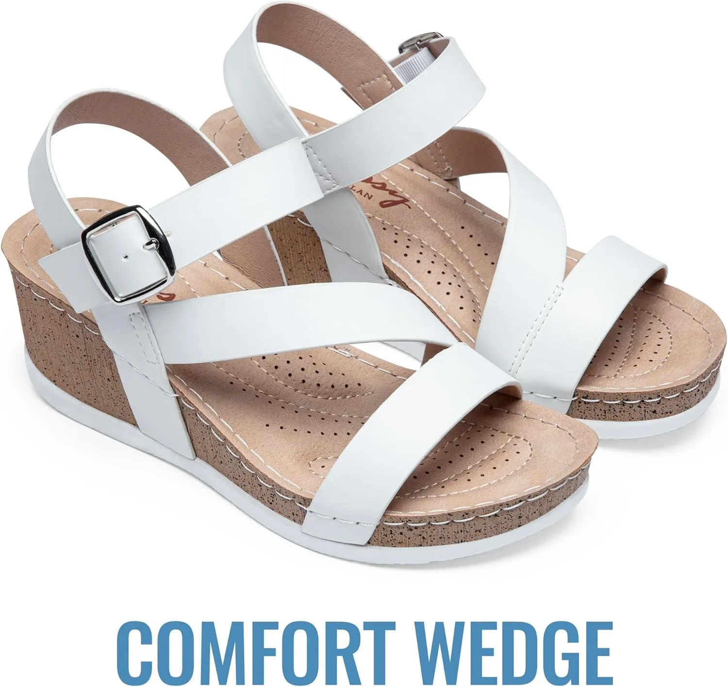 Jeossy Women's Platform Wedge Sandals 835 Comfortable Open Toe Ankle Strap Summer Walking Sandals with Buckle