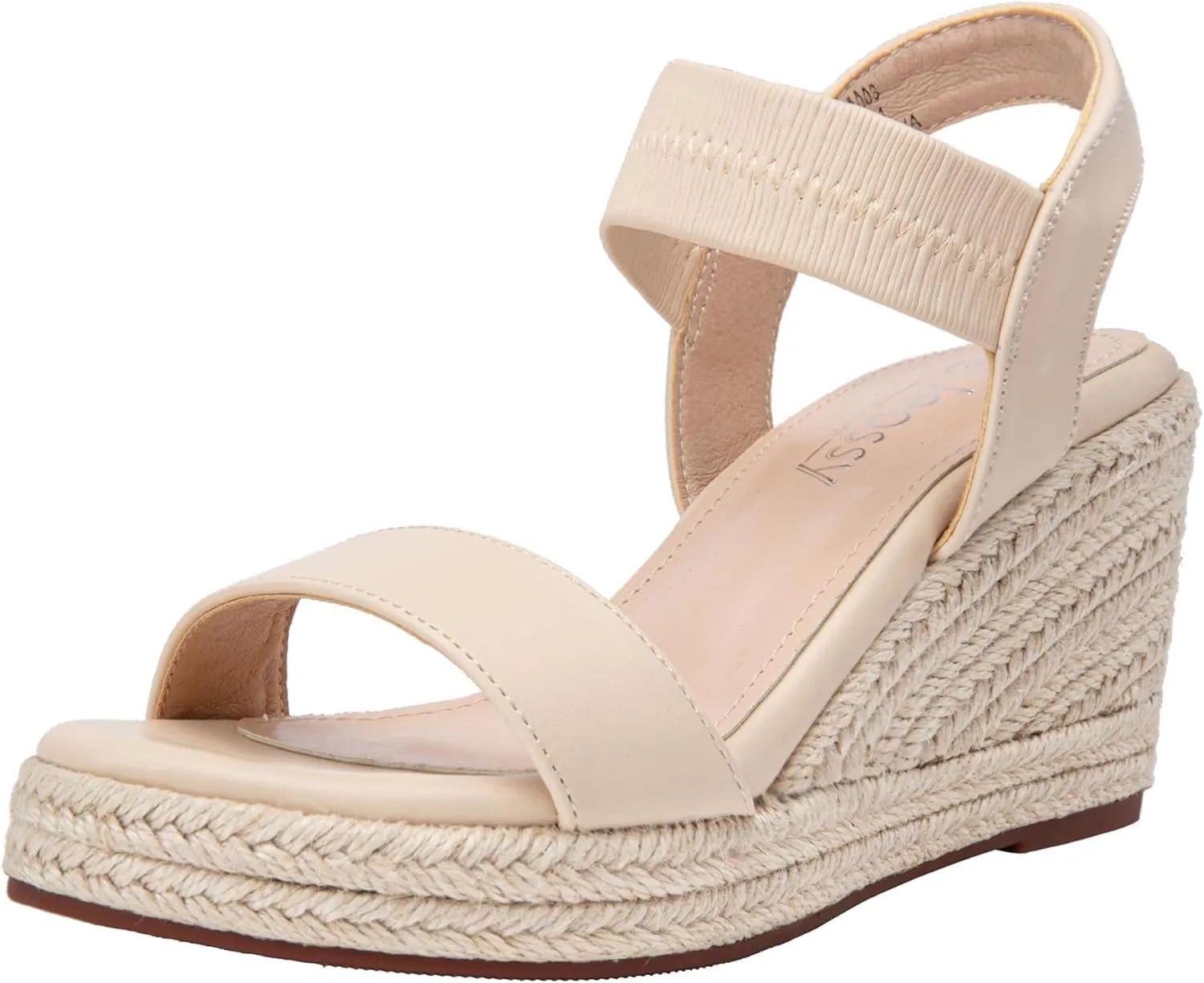 Jeossy Women's Wedge Platform Black Sandals, Espadrille Comfort Elastic Ankle Strap 8801 Sandals