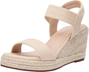 Jeossy Women's Wedge Platform Black Sandals, Espadrille Comfort Elastic Ankle Strap 8801 Sandals