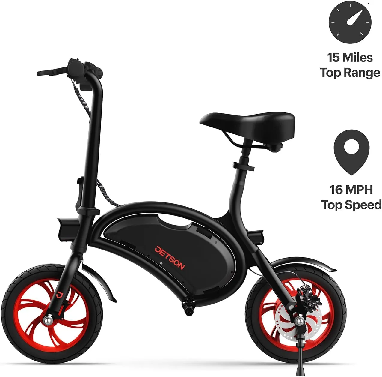 Jetson Bolt Folding Electric Ride-On Bike, Easy-Folding, Built-in Carrying Handle, Twist Throttle, Up to 15.5 MPH, Ages 13 