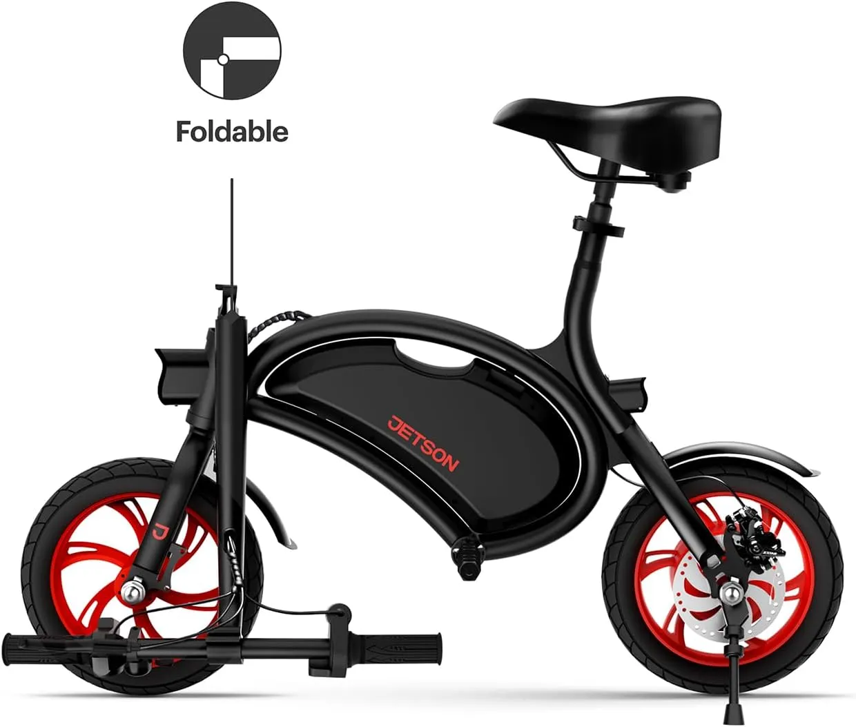 Jetson Bolt Folding Electric Ride-On Bike, Easy-Folding, Built-in Carrying Handle, Twist Throttle, Up to 15.5 MPH, Ages 13 