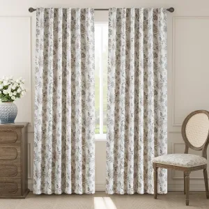 jinchan 100% Blackout Floral Curtains for Bedroom, 84 Inches Long Printed Flower Black Out Curtains, French Country Back Tab Taupe Window Treatment Farmhouse Drapes Set 2 Panels Taupe