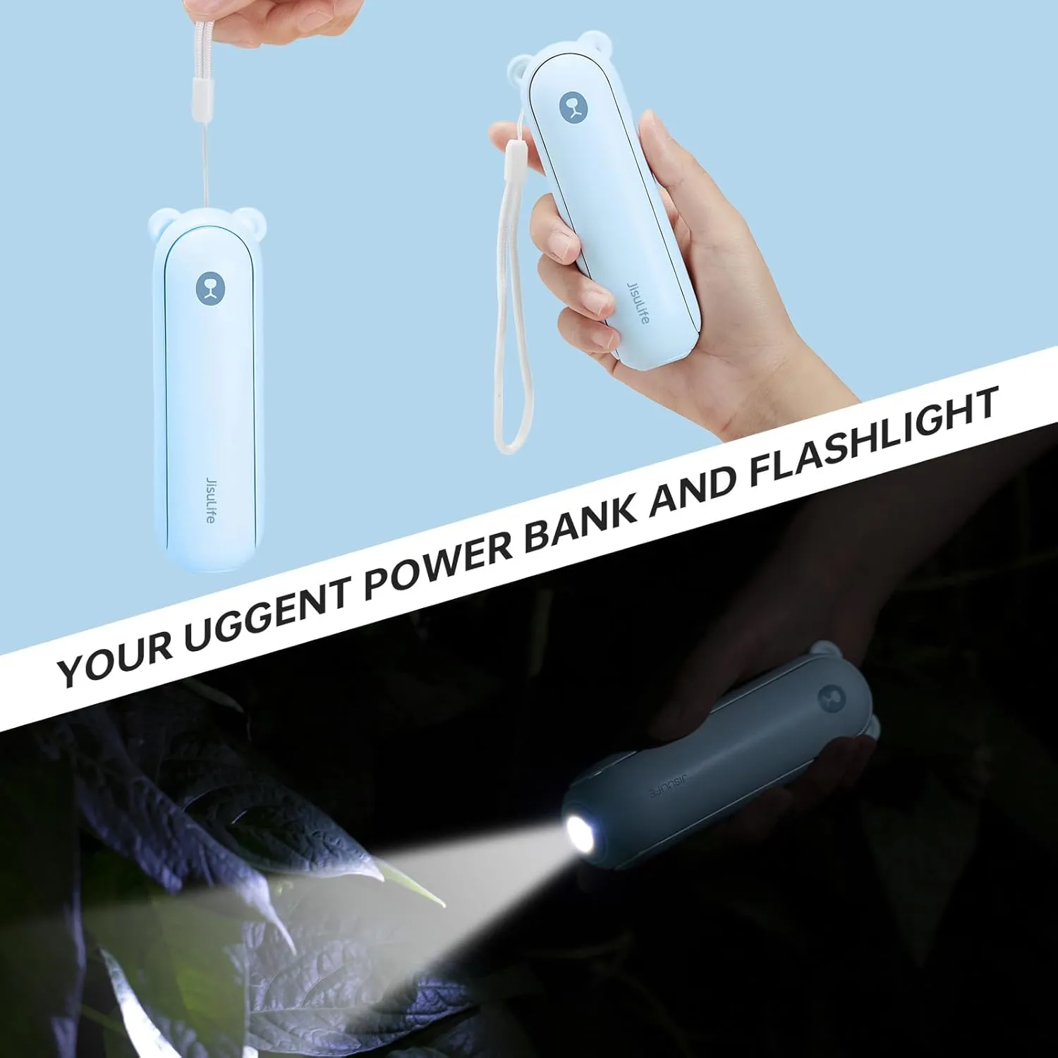 JISULIFE Handheld Fan with 4500 mAh Powerbank Max 37 Hours Runtime, Pocket Portable Battery Operated or USB Powered Folding Personal Fan, 3 Speeds, Gifts for Women Men Kids Gift for Festival-Blue