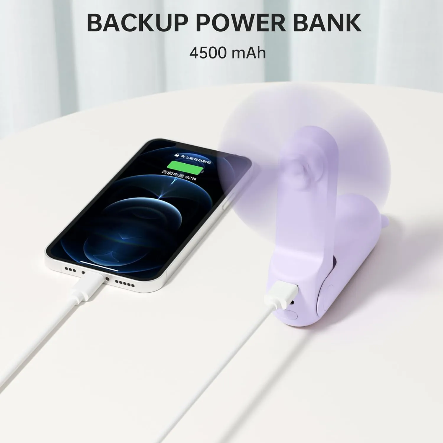JISULIFE Handheld Fan with 4500 mAh Powerbank Max 37 Hours Runtime, Pocket Portable Battery Operated or USB Powered Folding Personal Fan, 3 Speeds, Gifts for Women Men Kids Gift for Festival-Purple