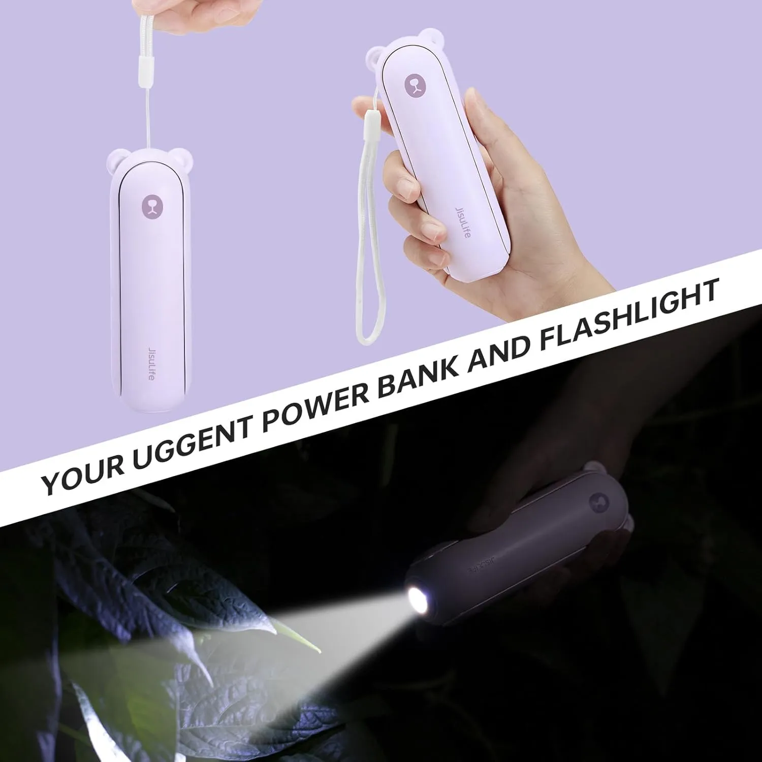 JISULIFE Handheld Fan with 4500 mAh Powerbank Max 37 Hours Runtime, Pocket Portable Battery Operated or USB Powered Folding Personal Fan, 3 Speeds, Gifts for Women Men Kids Gift for Festival-Purple