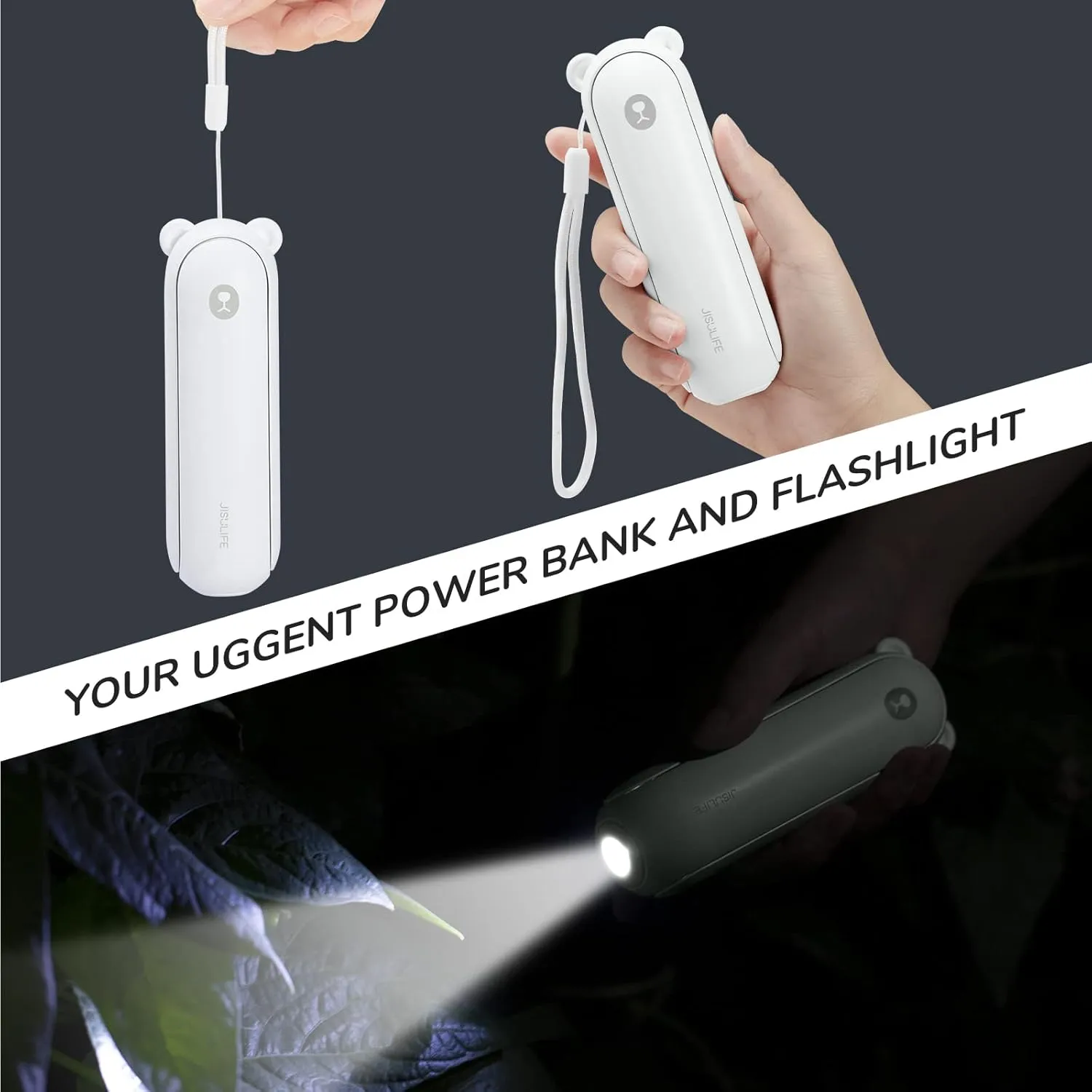 JISULIFE Handheld Fan with 4500 mAh Powerbank Max 37 Hours Runtime, Pocket Portable Battery Operated or USB Powered Folding Personal Fan, 3 Speeds, Gifts for Women Men Kids Gift for Festival-White