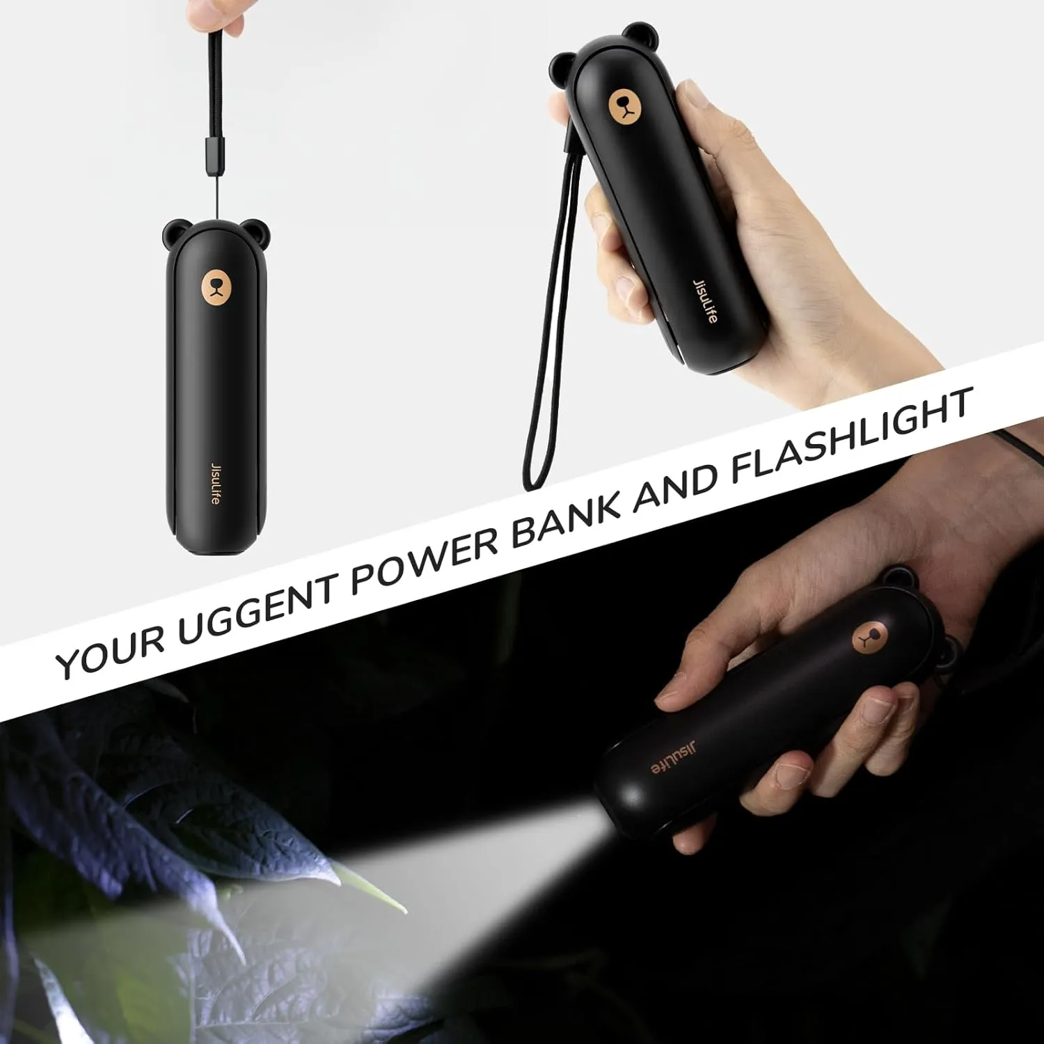 JISULIFE Handheld Fan with 4500 mAh Powerbank Max 37 Hours Runtime,Pocket Fan Portable Battery Operated or USB Powered Folding Personal Fan,3 Speeds,Gifts for Women Men Kids Gift for Festival-Black