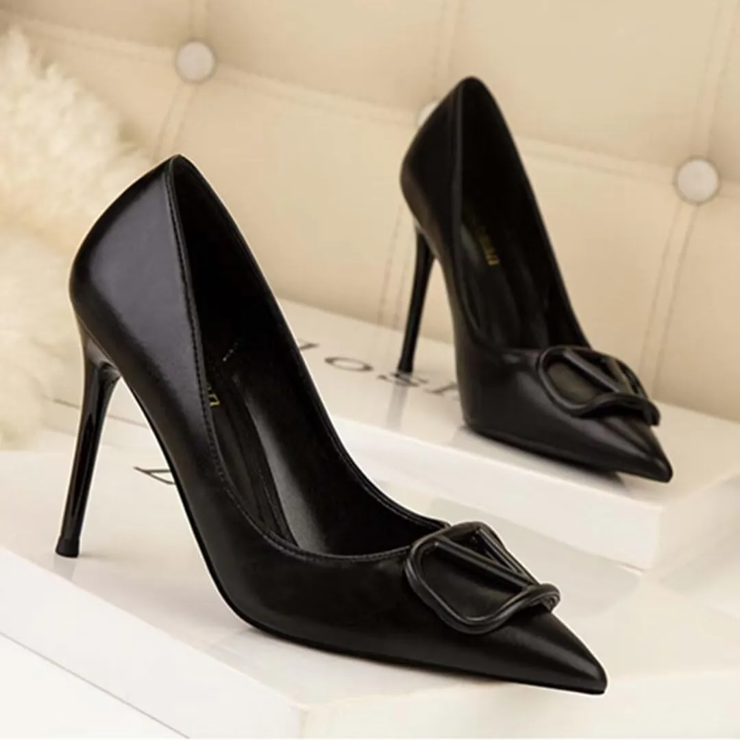JOEupin Women Pointed Toe Pumps Mid-Heel Pumps Formal Wedding Bridal Classic Stiletto Heel