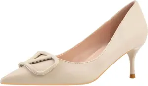JOEupin Women Pointed Toe Pumps Mid-Heel Pumps Formal Wedding Bridal Classic Stiletto Heel