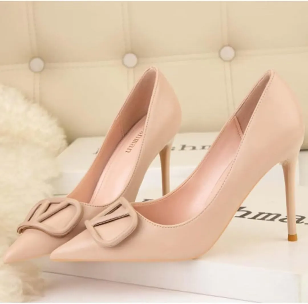 JOEupin Women Pointed Toe Pumps Mid-Heel Pumps Formal Wedding Bridal Classic Stiletto Heel