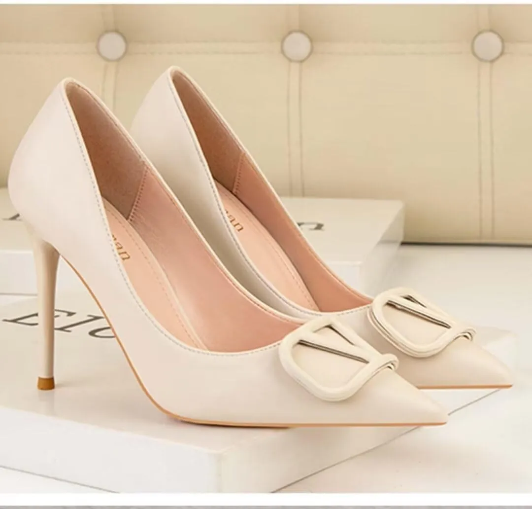 JOEupin Women Pointed Toe Pumps Mid-Heel Pumps Formal Wedding Bridal Classic Stiletto Heel