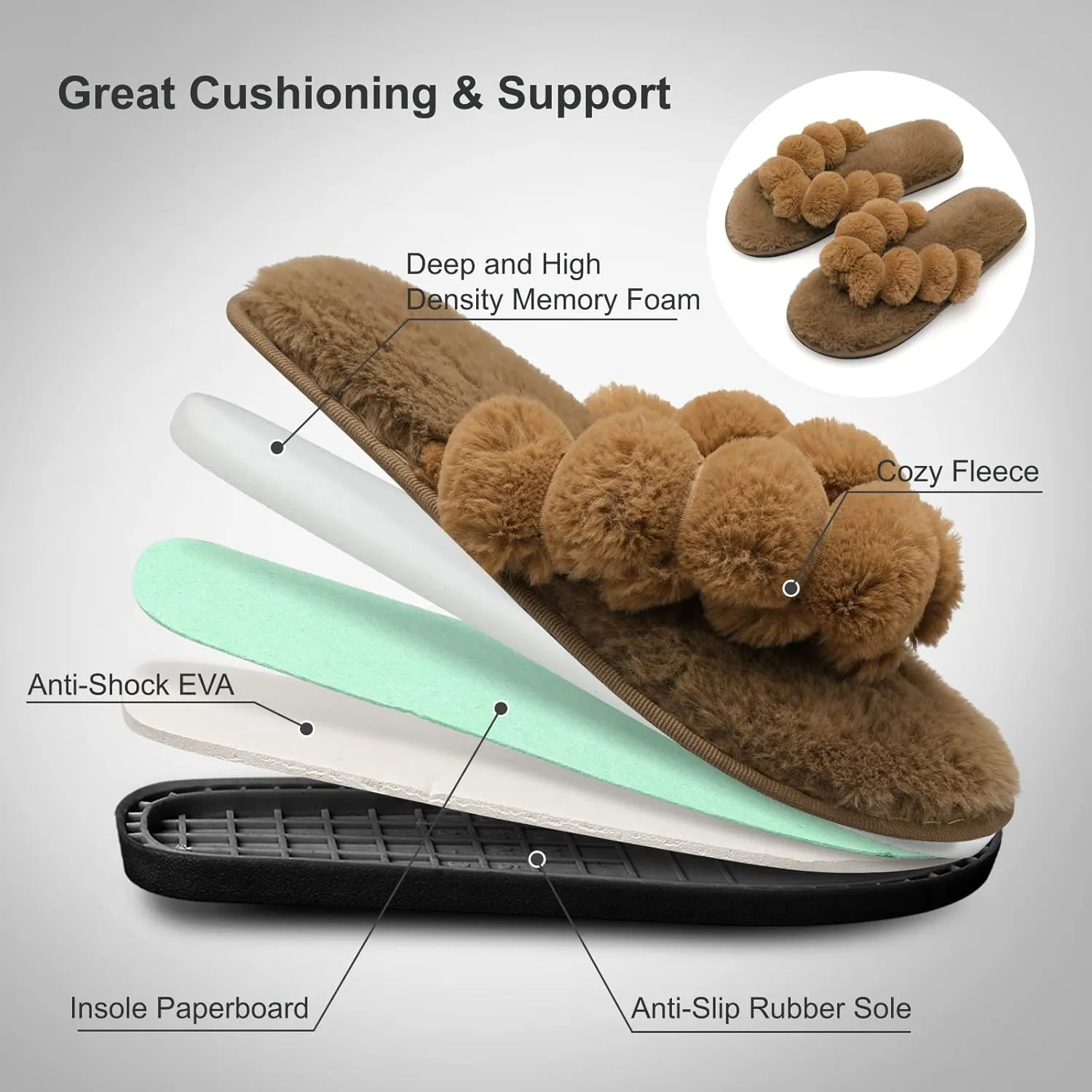 JOINFREE Women's Bedroom Slippers Comfort Four Season Classy Indoor Spa Slide Shoes