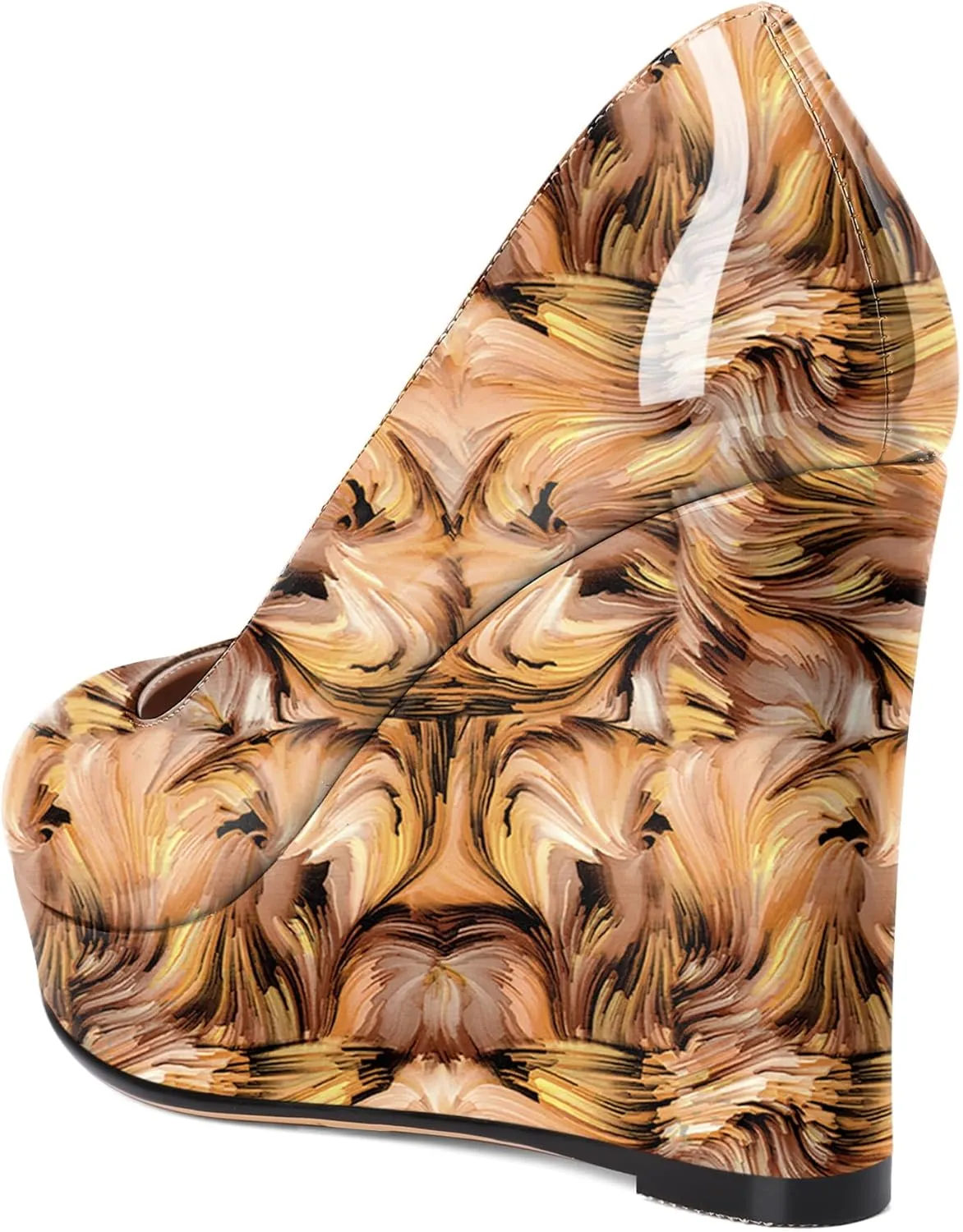 Joseywade Wedge Pumps for Women Platform Heels Round Toe Heels Slip On Wedge High Heels Dress Shoes 4 Inch