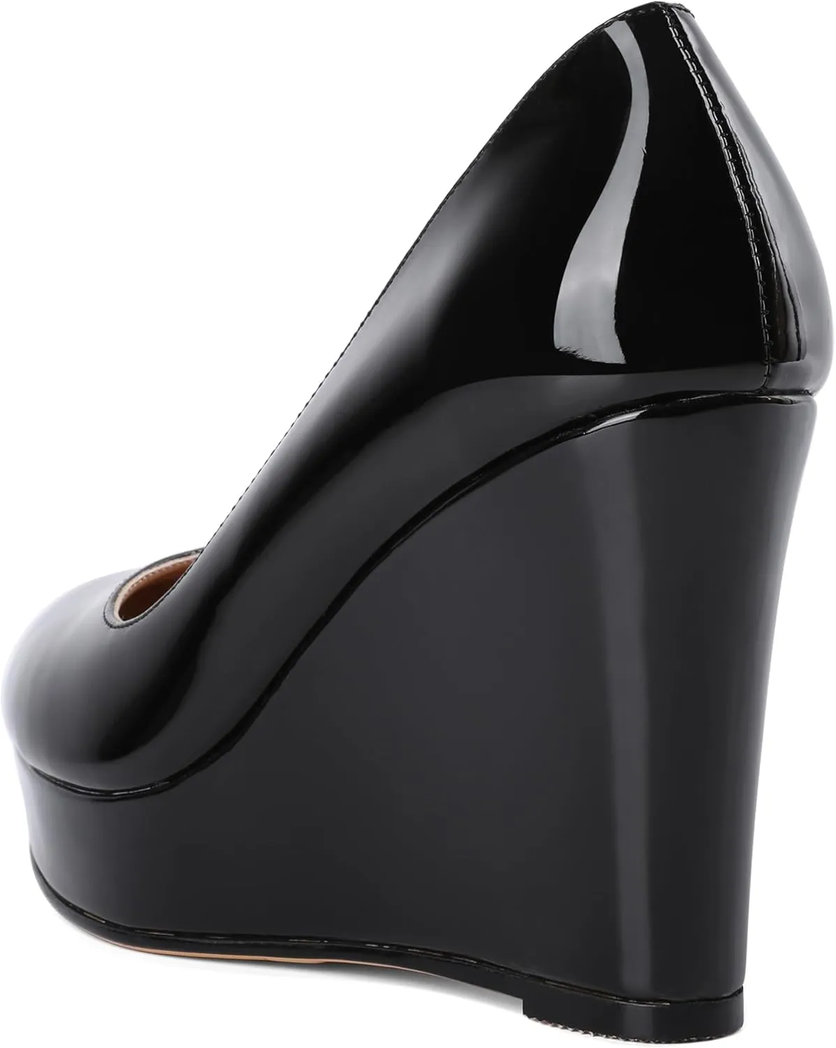 Joseywade Wedge Pumps for Women Platform Heels Round Toe Heels Slip On Wedge High Heels Dress Shoes 4 Inch