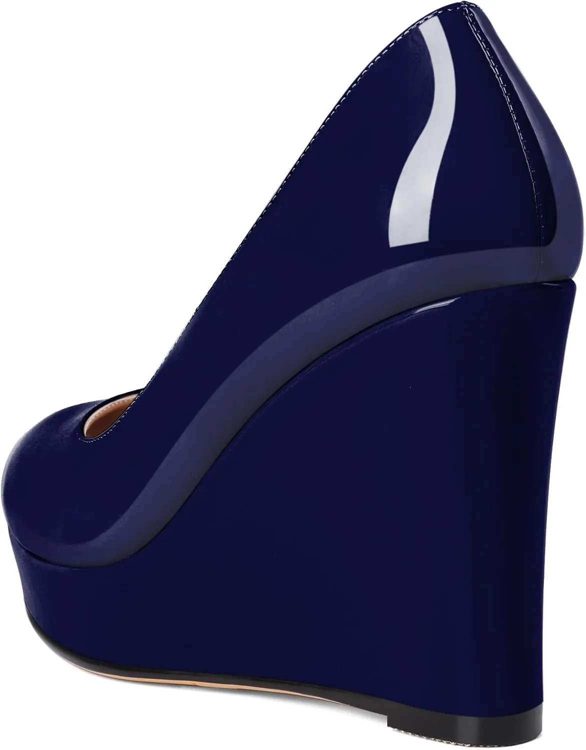 Joseywade Wedge Pumps for Women Platform Heels Round Toe Heels Slip On Wedge High Heels Dress Shoes 4 Inch