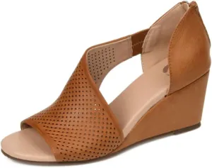 Journee Womens Aretha Tru Comfort Foam Wide Width Back Heel Zip Peep Toe Wedge Sandals