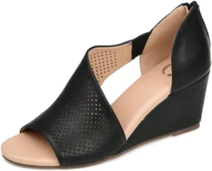 Journee Womens Aretha Tru Comfort Foam Wide Width Back Heel Zip Peep Toe Wedge Sandals