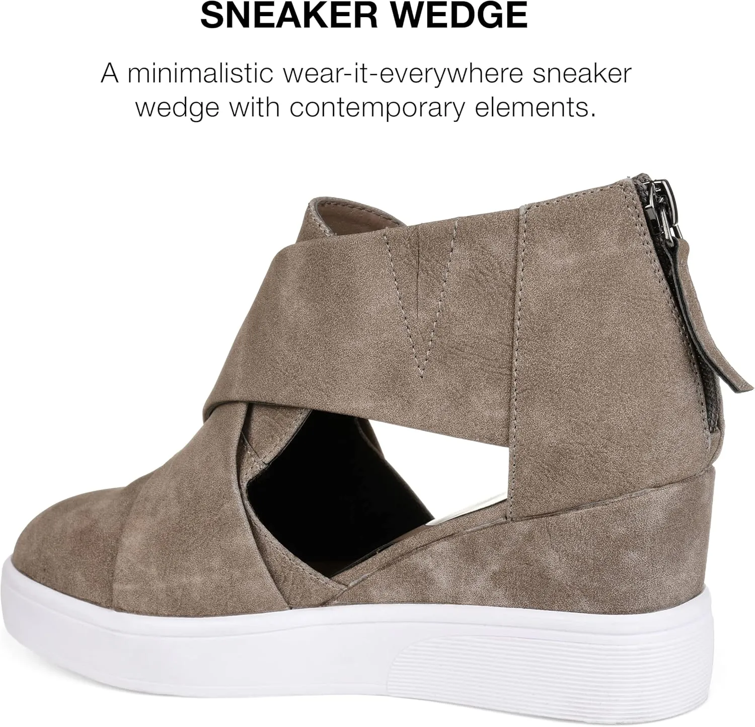 Journee Womens Seena Round Toe Back Heel Zip Wedge Sneakers