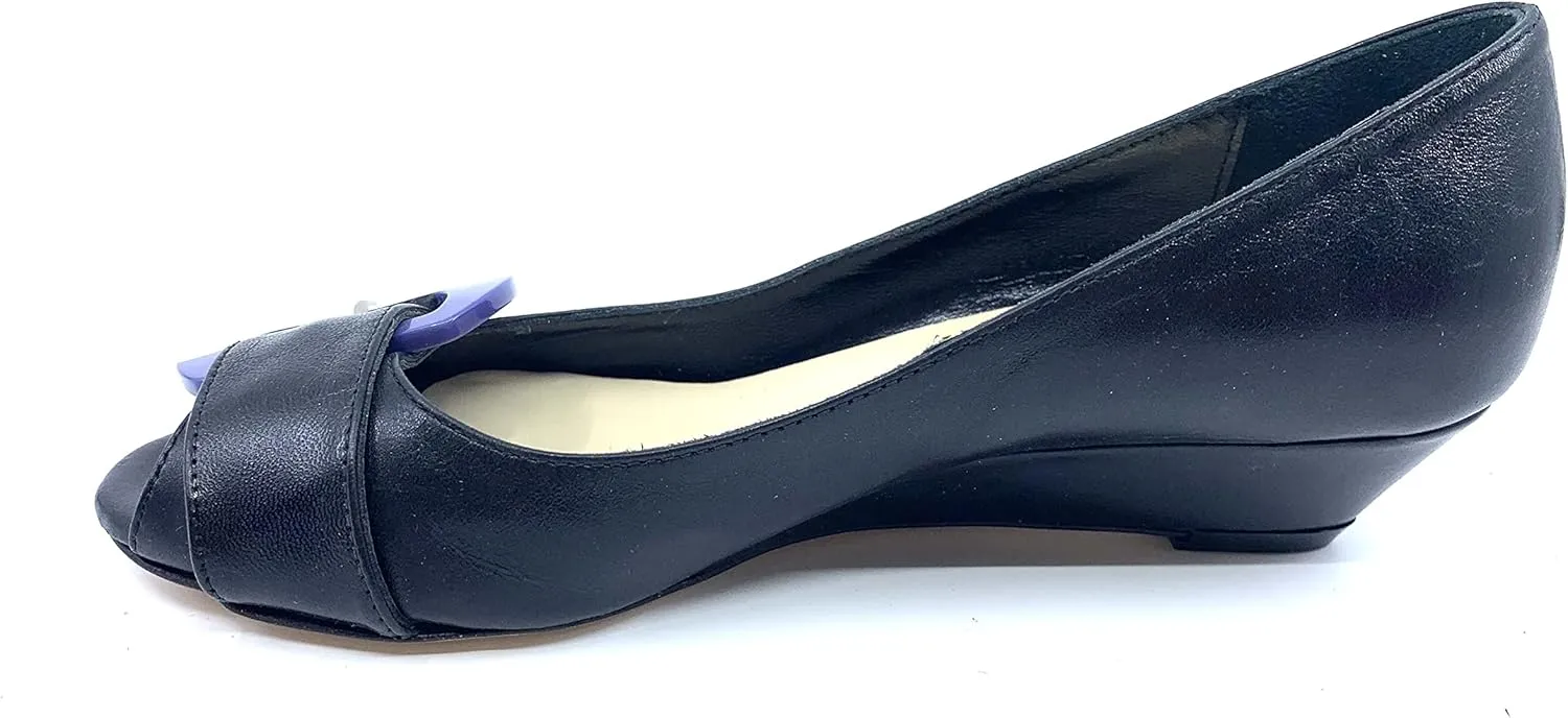 Jubilee Black Leather Butter Wedge Pumps