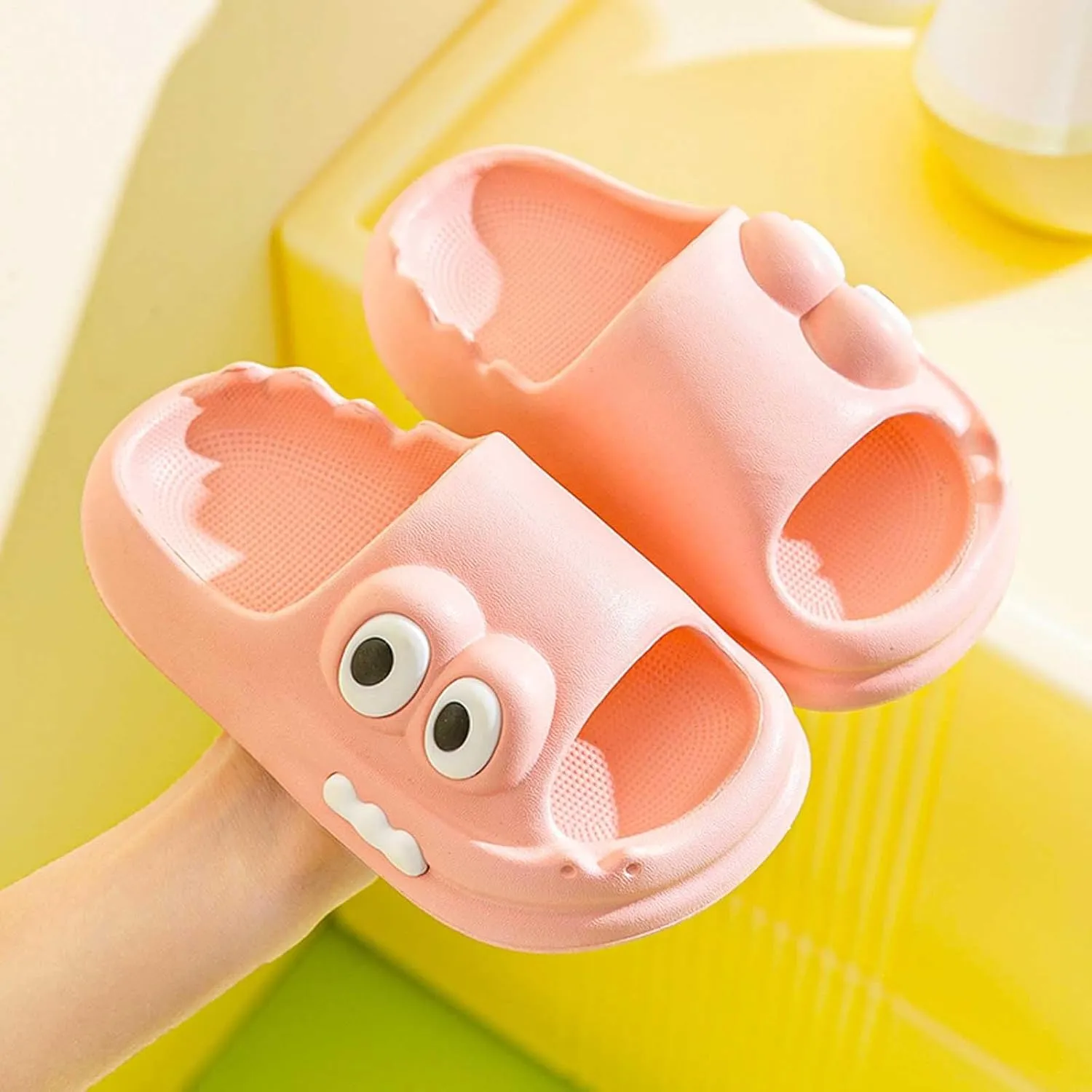 Kids House Slippers Boys Girls Cute Cartoon Animal Non-slip Water Shoes Unisex Child Comfy Quick Dry Summer Shower Sandals for Indoor Bathroom Outdoor Beach Swimming Pool