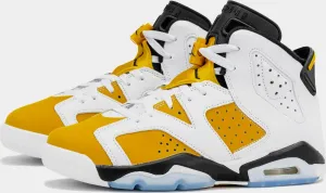 Kids Nike Air Jordan 6 Retro GS White Yellow Ochre Black Shoe Sneaker Trainer