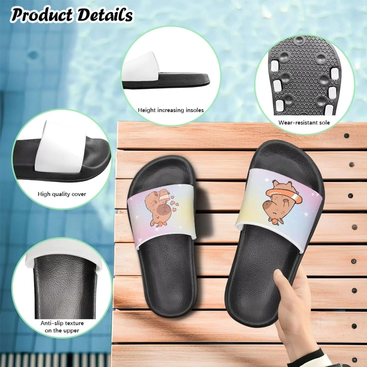 Kids Slides Slippers Waterproof Sandals for Girls & Boys Shower Shoes