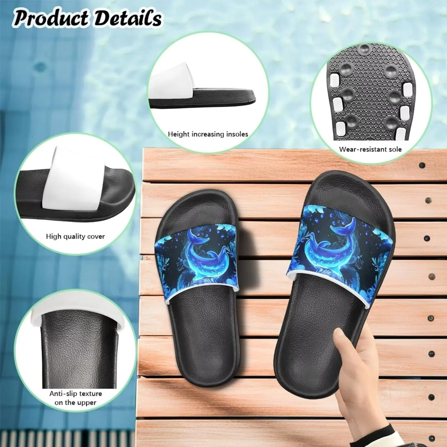 Kids Slides Slippers Waterproof Sandals for Girls & Boys Shower Shoes