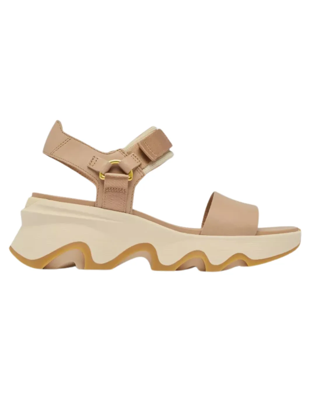 KINETIC IMPACT Y-STRAP HIGH WEDGE in Honest Beige   Honest White