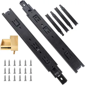 KINJOEK 14 Inch Drawer Slides, 6 PCS Heavy Duty Ball Bearing Slides with Screws, Black